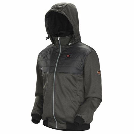 PIONEER Heated Fleece Hoodie Jacket w/ Detachable Hood, Charcoal, 5XL V3210440U-5XL